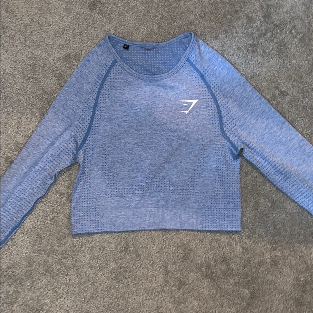 NWOT Gymshark Light Blue Long Sleeve Crop Small